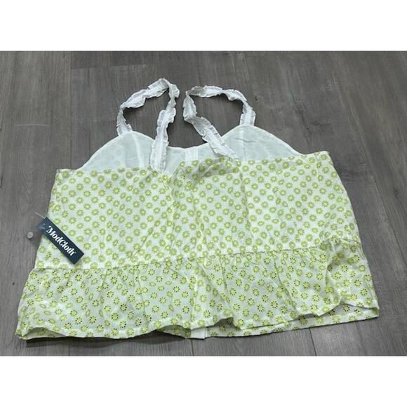 NWT Modcloth Womens Darling for the Prairie Peplum Tank Top Green White Size 1X - Picture 2 of 8
